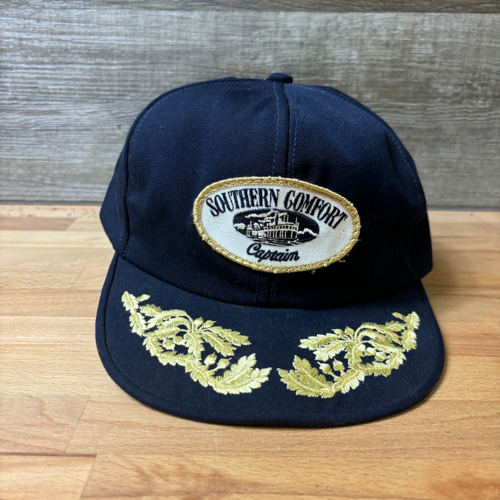 Vintage Southern Comfort Hat Cap Snapback Blue Captain Boat Boating‎ USA Made *